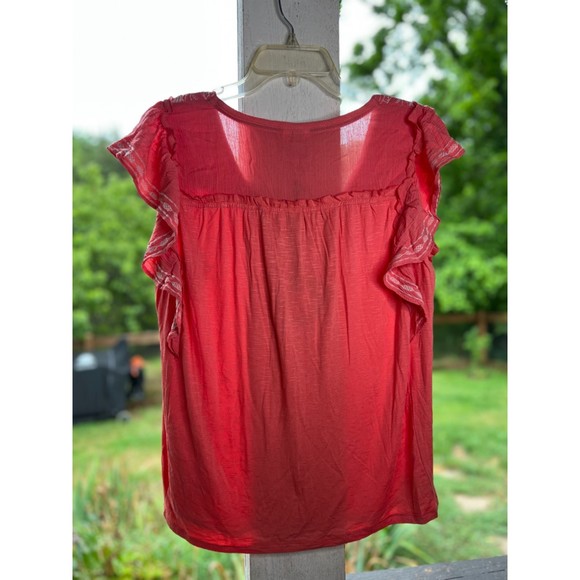 NWT Knox Rose linen-feel top, coral, size M - Picture 2 of 5